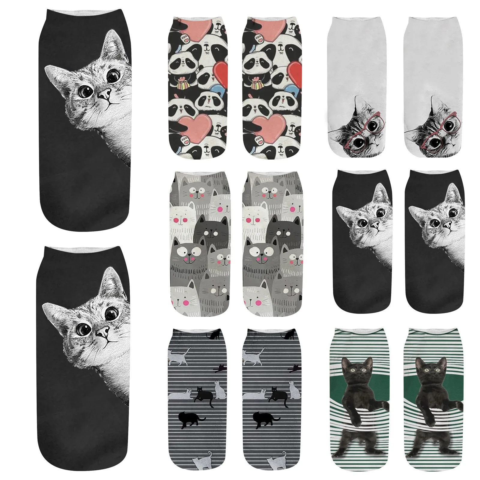 

3D Cute Christmas Socks Cat Women Medium Sports Printing Casual Work Business Sock носки женские набоѬ Cheap Free Shipping Gift